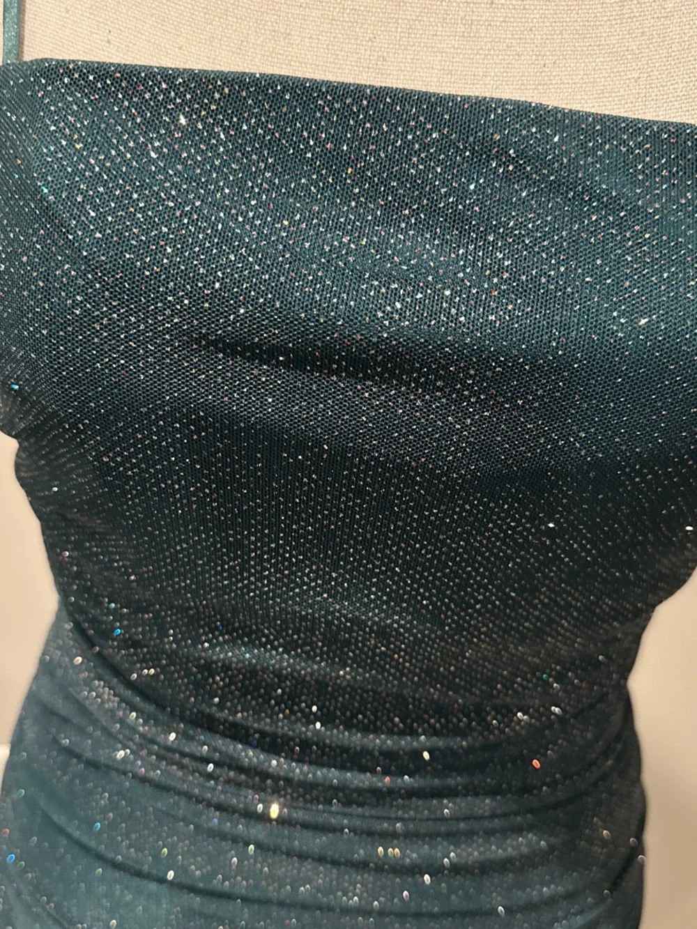 City Studio Teal Sparkle Ruched Midi Dress